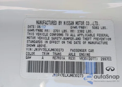 2018 Infiniti Q60 3.0T Red Sport 400 from USA, damaged, VIN JN1FV7ELXJM630273